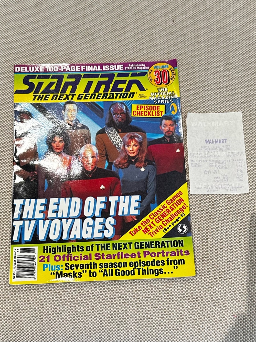 STAR TREK vintage Magazine Last Episode Edition Volume 30 with receipt